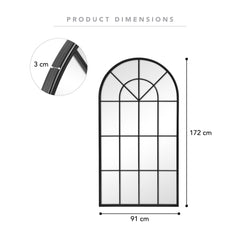 Grace 172cm Arch Iron Mirror Black