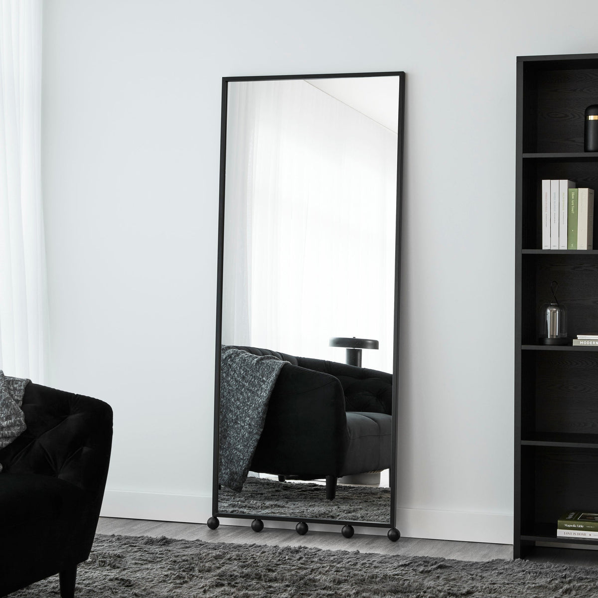 Orbit Sphere 180cm Floor Length Mirror Black