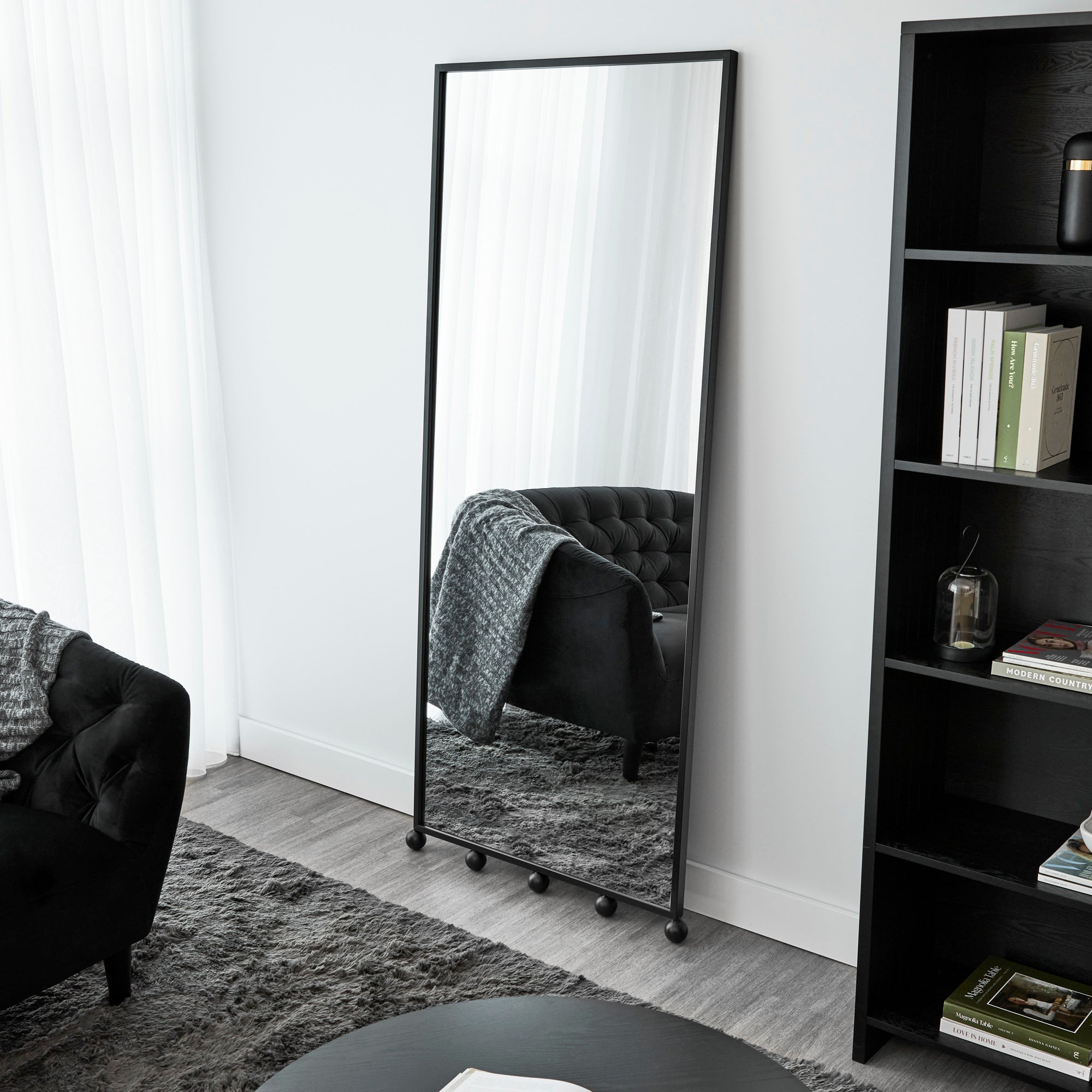 Orbit Sphere 180cm Floor Length Mirror Black