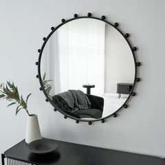 Orbit Sphere 90cm Round Mirror Black
