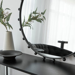 Orbit Sphere 90cm Round Mirror Black