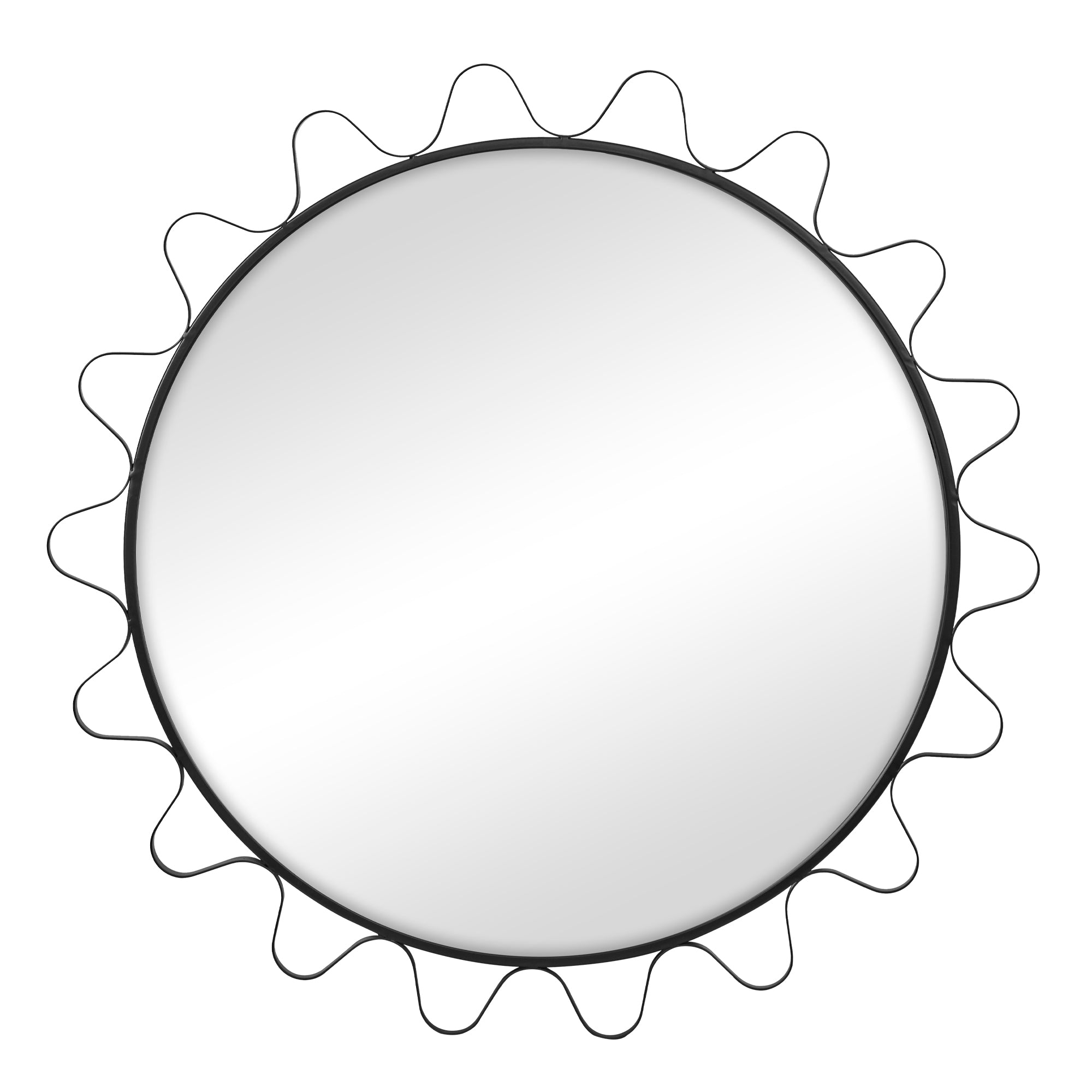 Aria Wavey 90cm Round Mirror Black