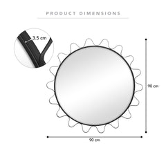 Aria Wavey 90cm Round Mirror Black