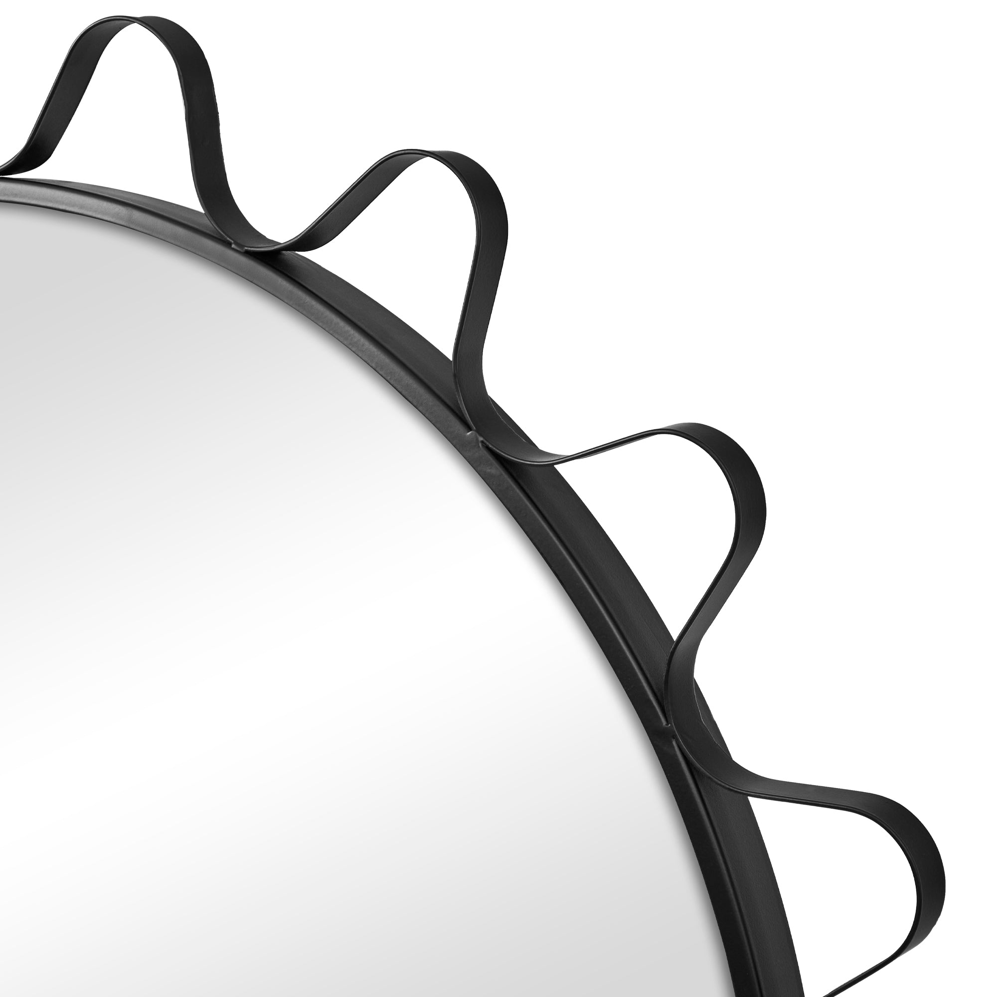 Aria Wavey 90cm Round Mirror Black