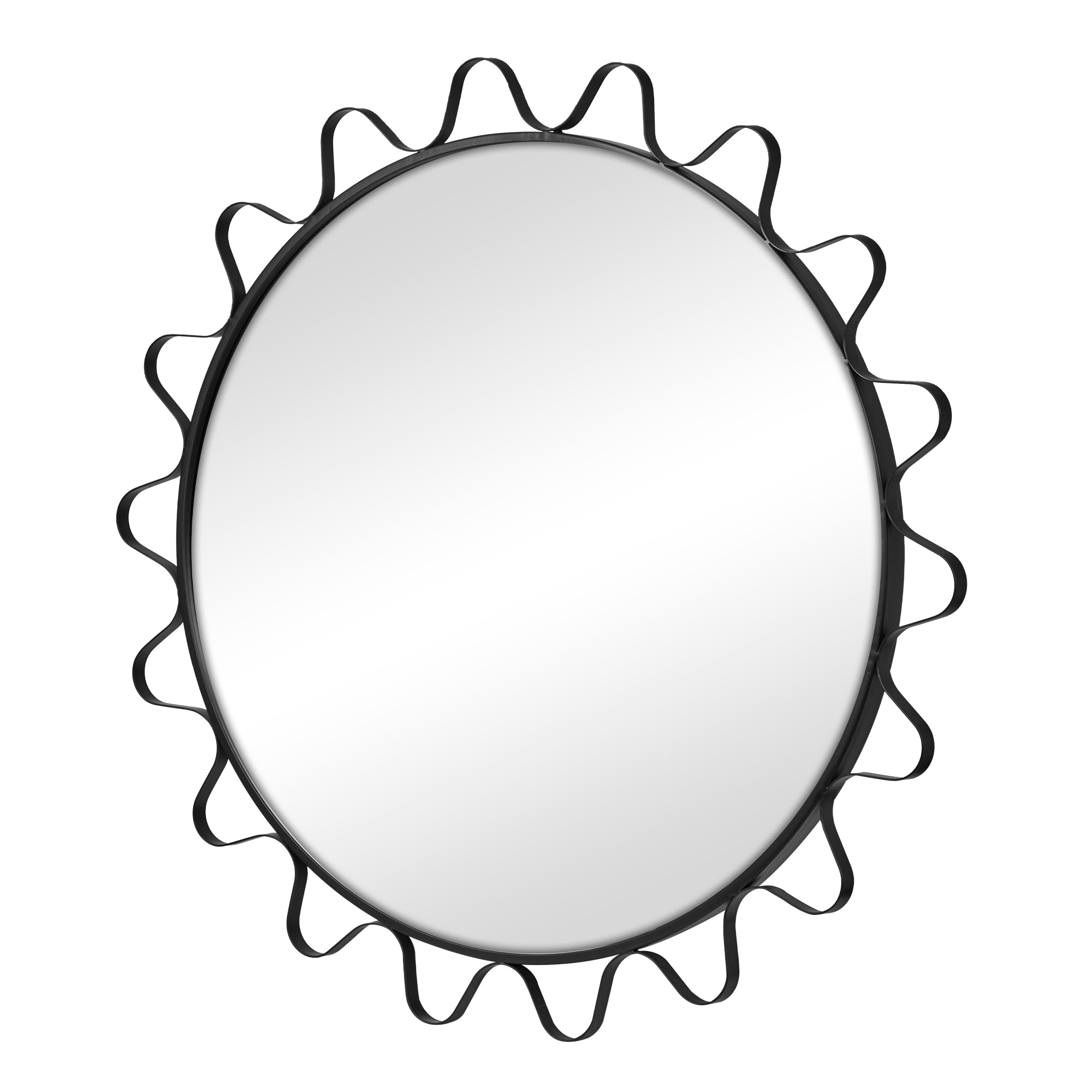 Aria Wavey 90cm Round Mirror Black