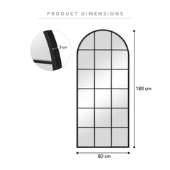 Sophia 180cm Arch Mirror Black