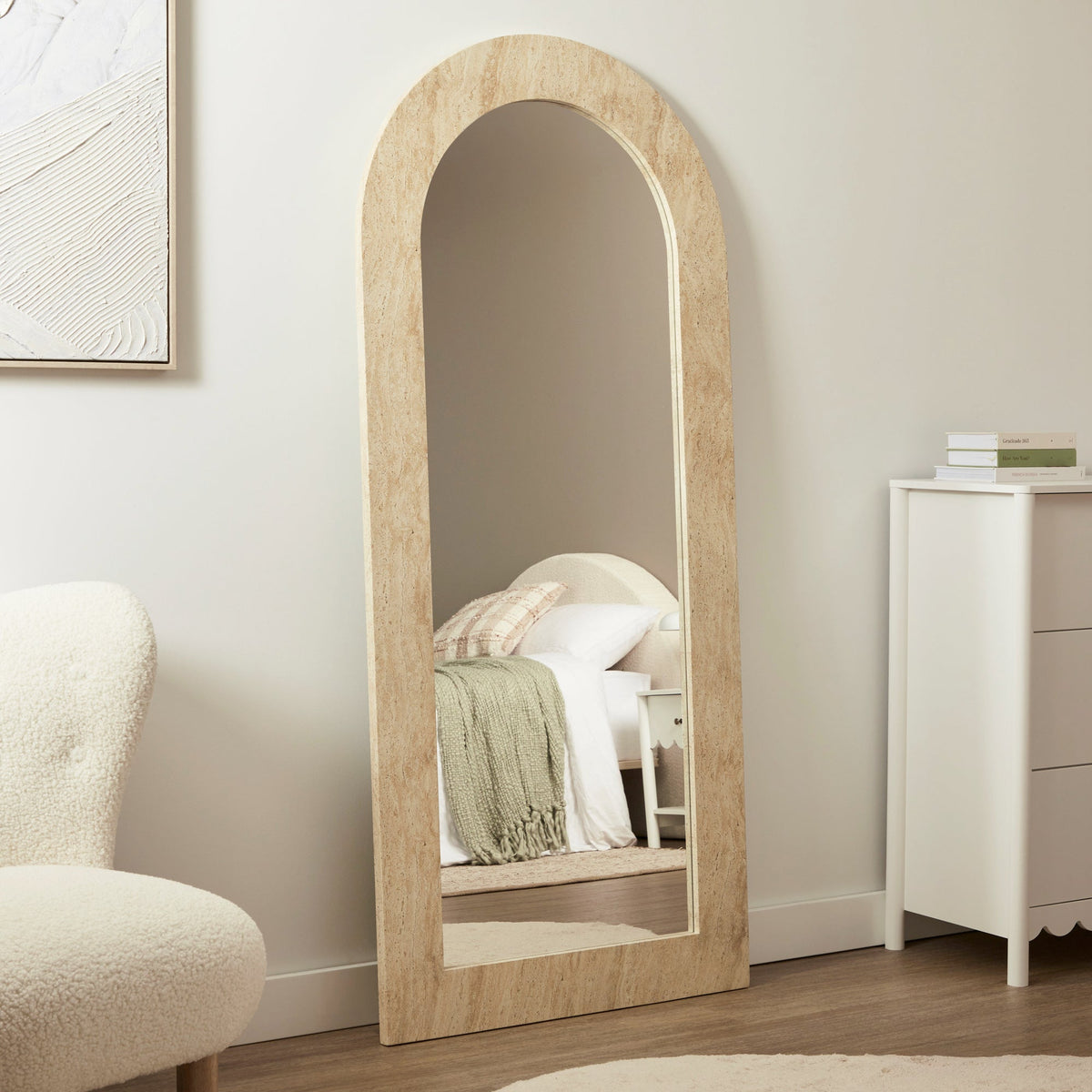 Sienna 180cm Arch Mirror Travertine Look