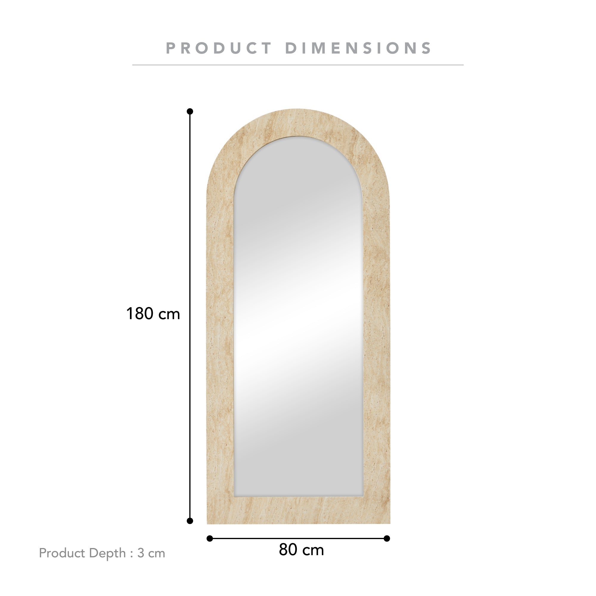 Sienna 180cm Arch Mirror Travertine Look