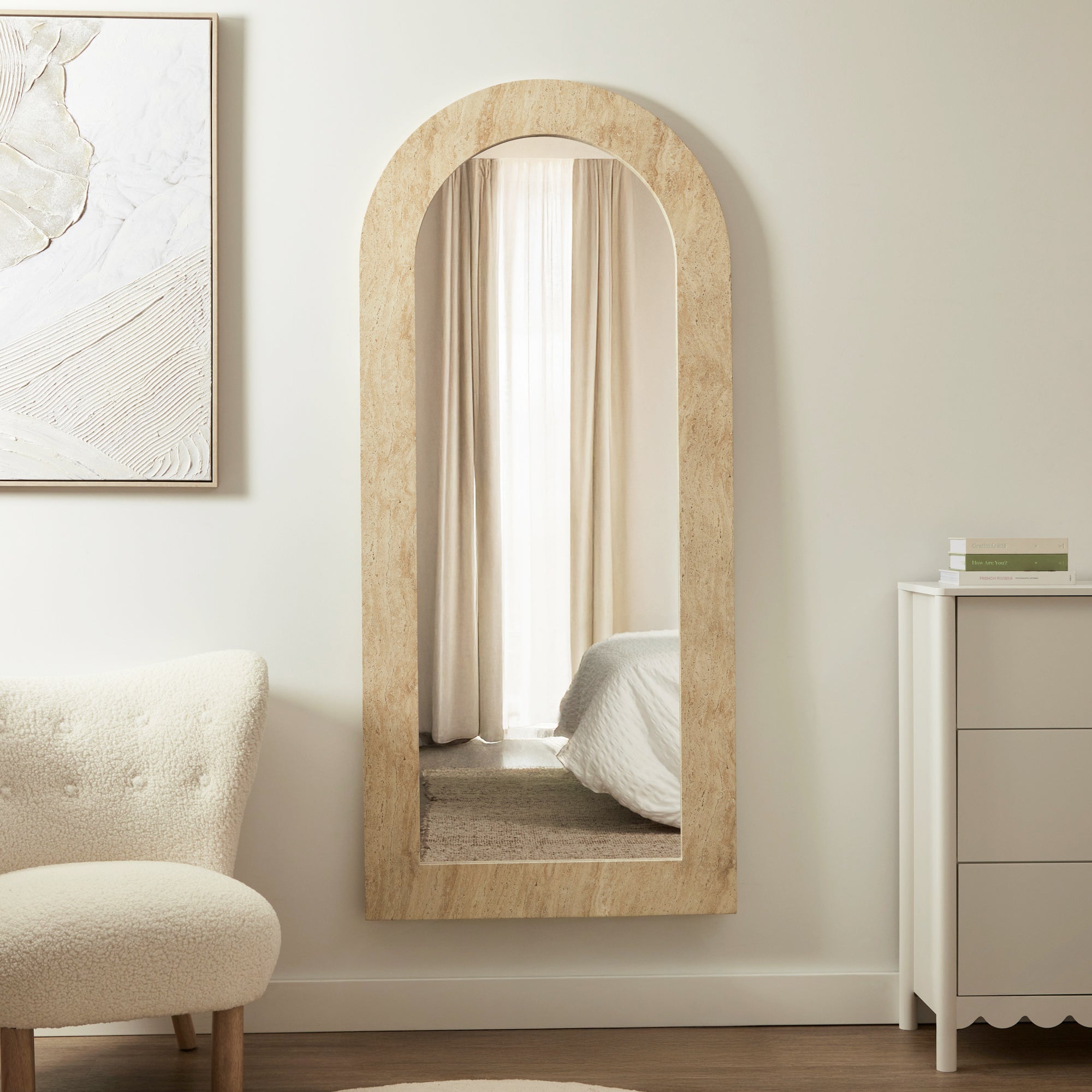 Sienna 180cm Arch Mirror Travertine Look
