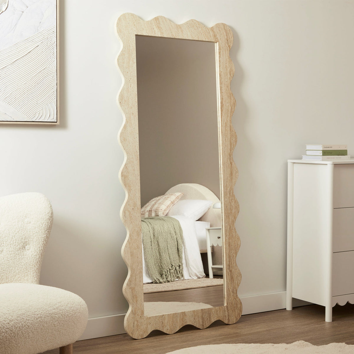 Sienna 180cm Wave Mirror Travertine Look