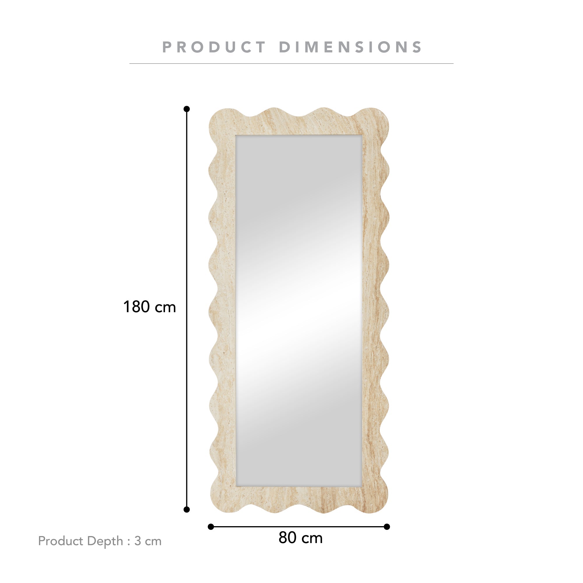 Sienna 180cm Wave Mirror Travertine Look