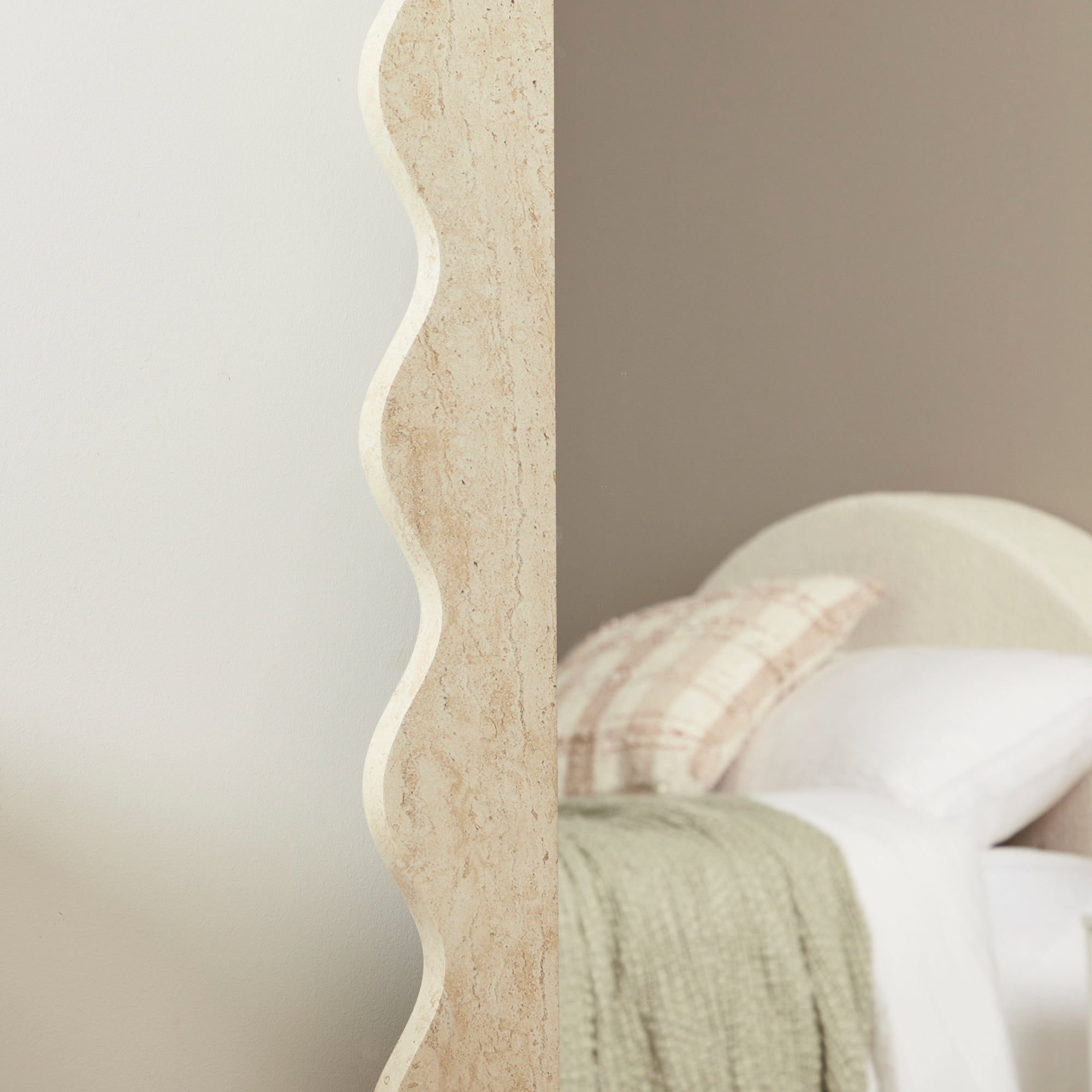 Sienna 180cm Wave Mirror Travertine Look