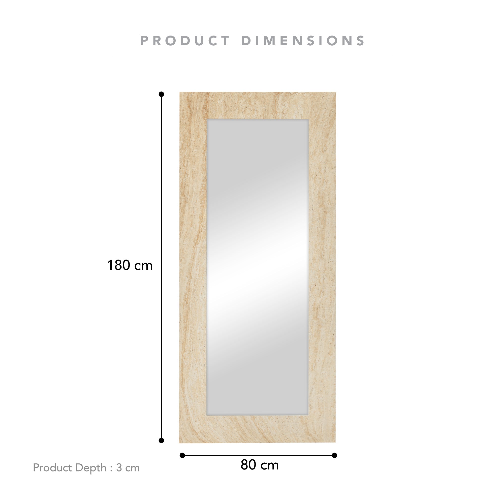 Sienna 180cm Rectangle Mirror Travertine Look