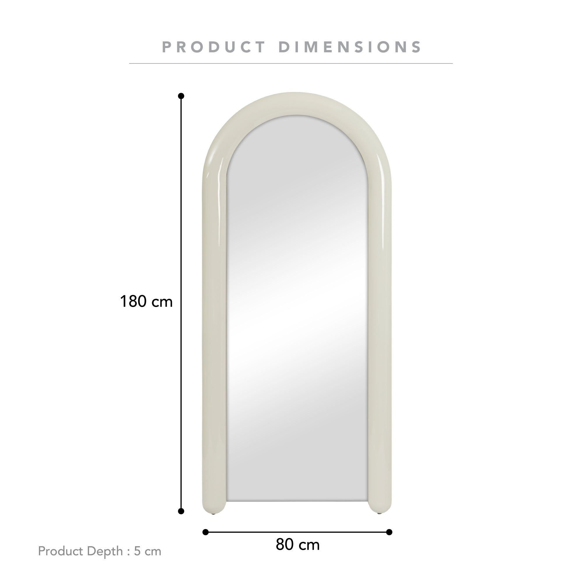 Gigi 180cm Gloss Arch Mirror Cream