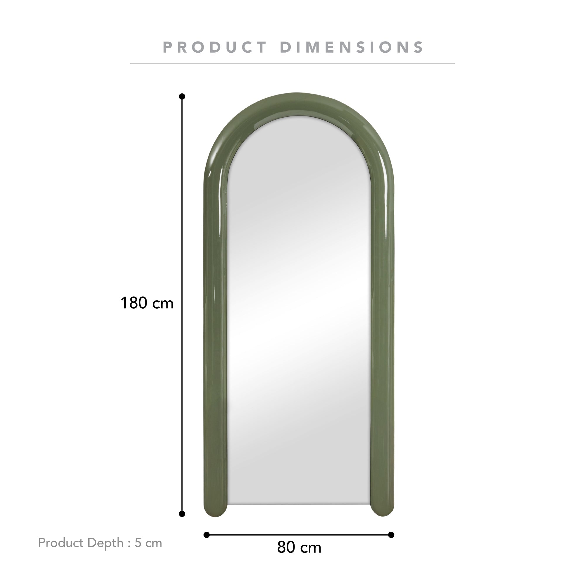 Gigi 180cm Gloss Arch Mirror Green