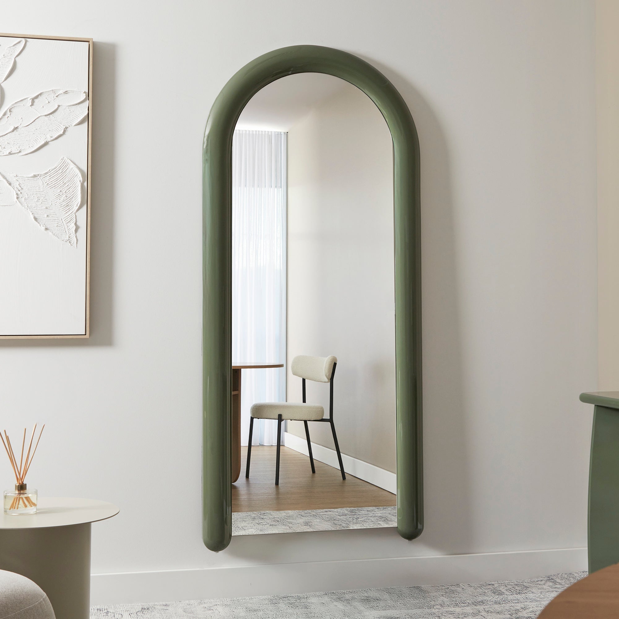 Gigi 180cm Gloss Arch Mirror Green