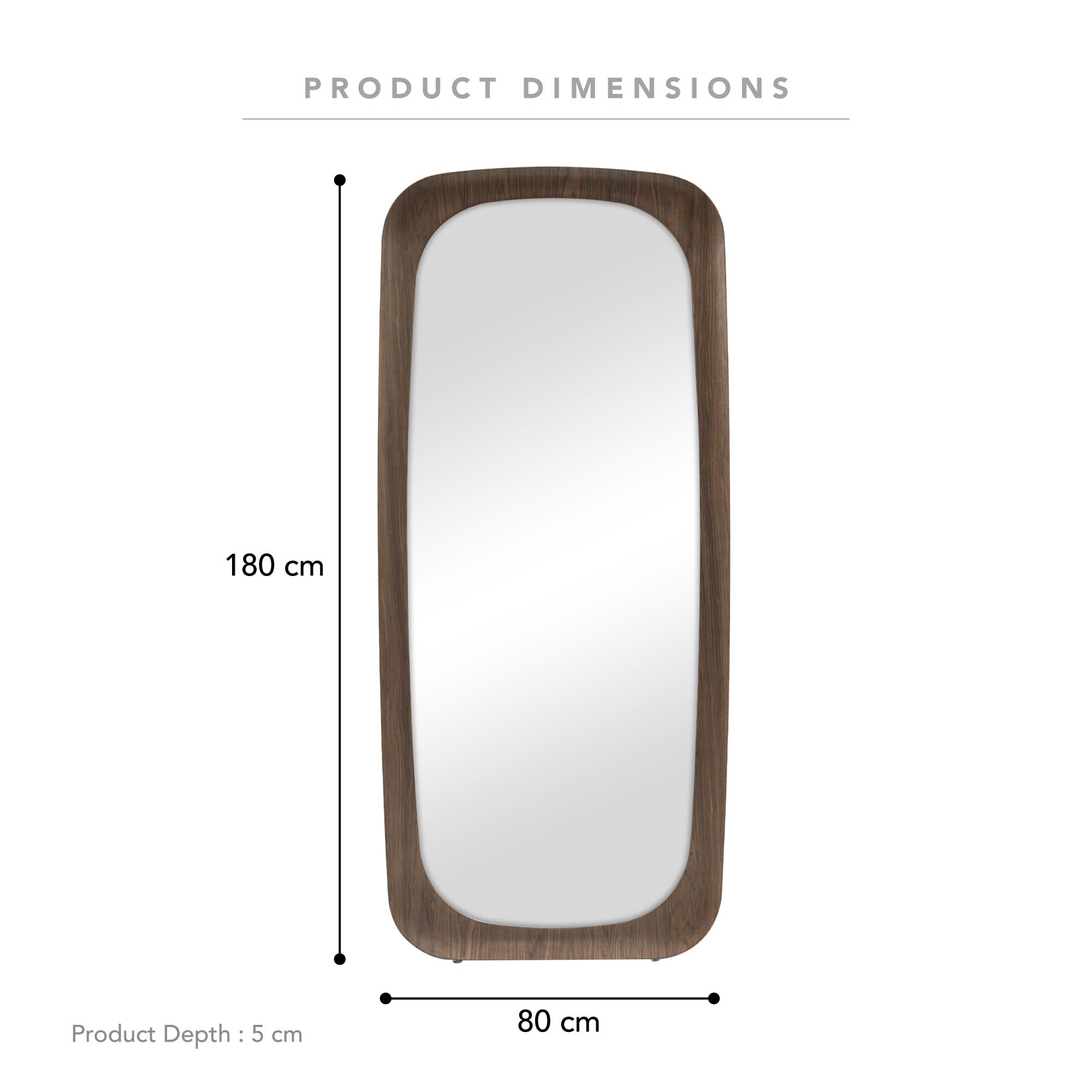 Rue 180cm Rectangle Mirror Walnut