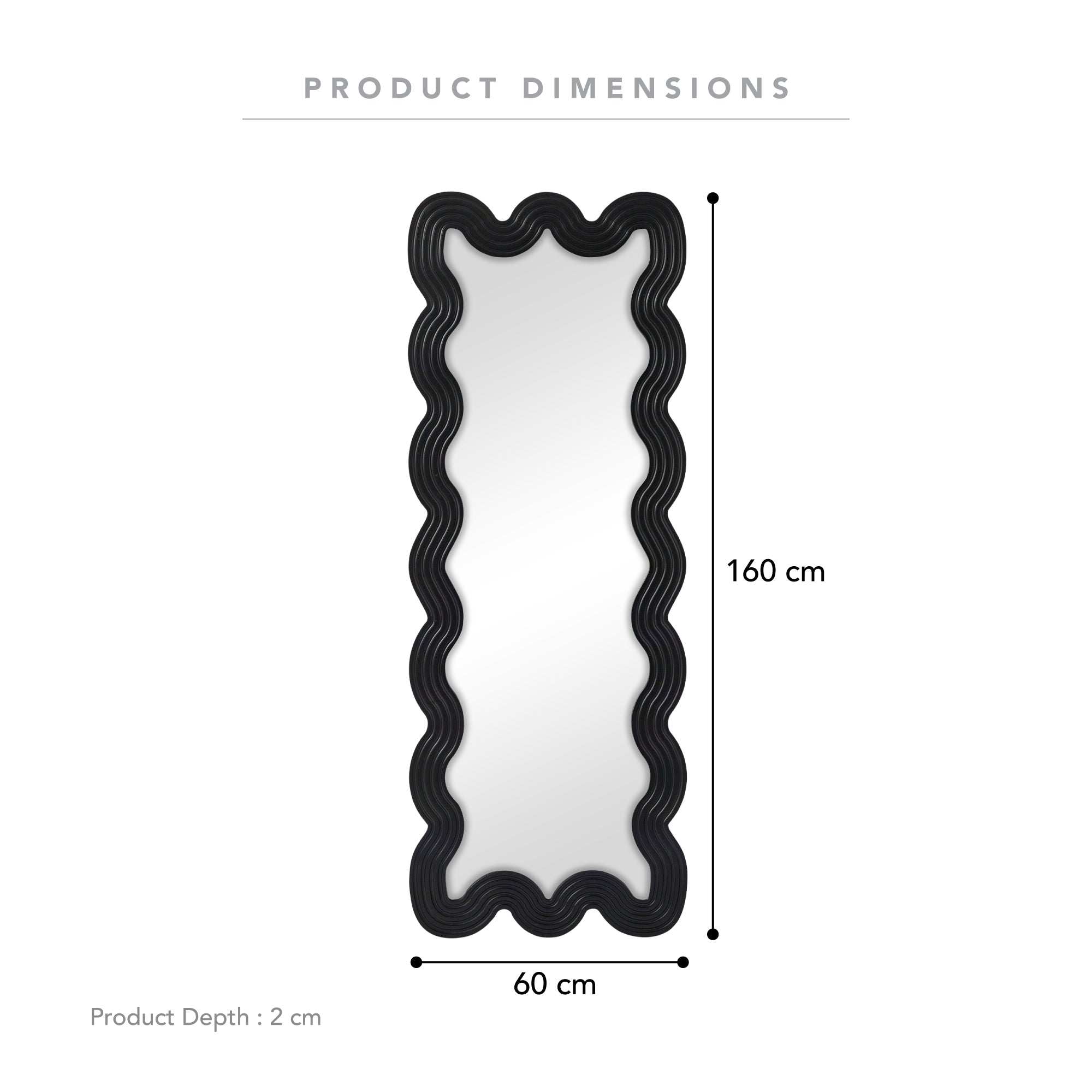 Lulu 160cm Floor Mirror Black