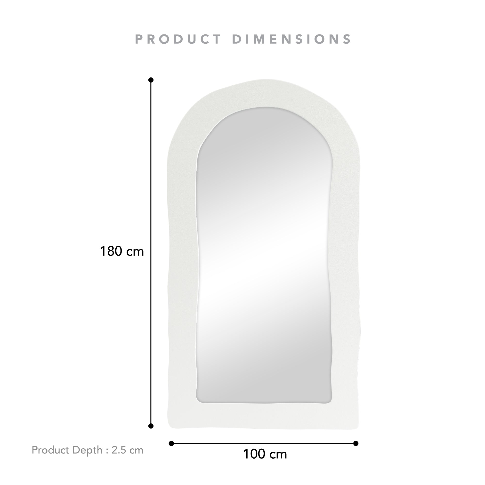 Alex 180cm Arch Mirror White