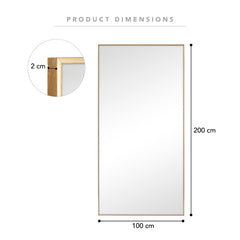 Elle XXL 200cm Rectangle Mirror Gold