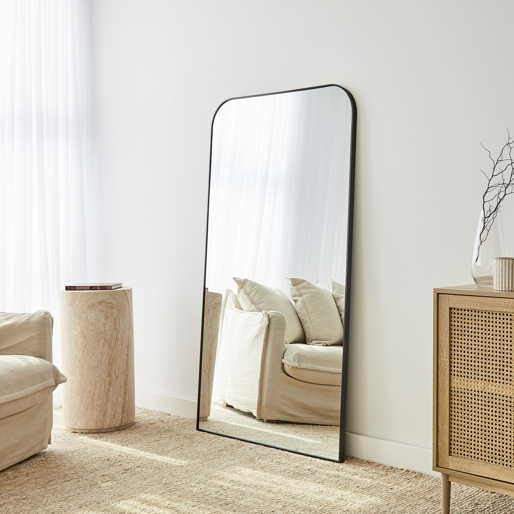 Ivy 165cm Rounded Mirror Black