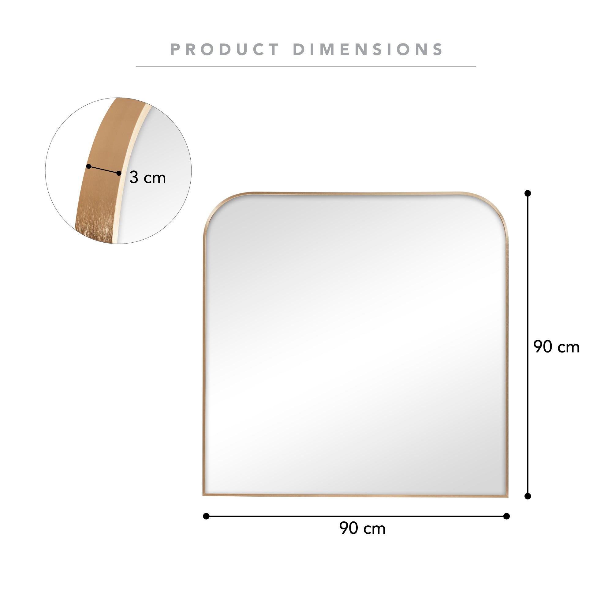 Ivy 90cm Rounded Mirror Gold