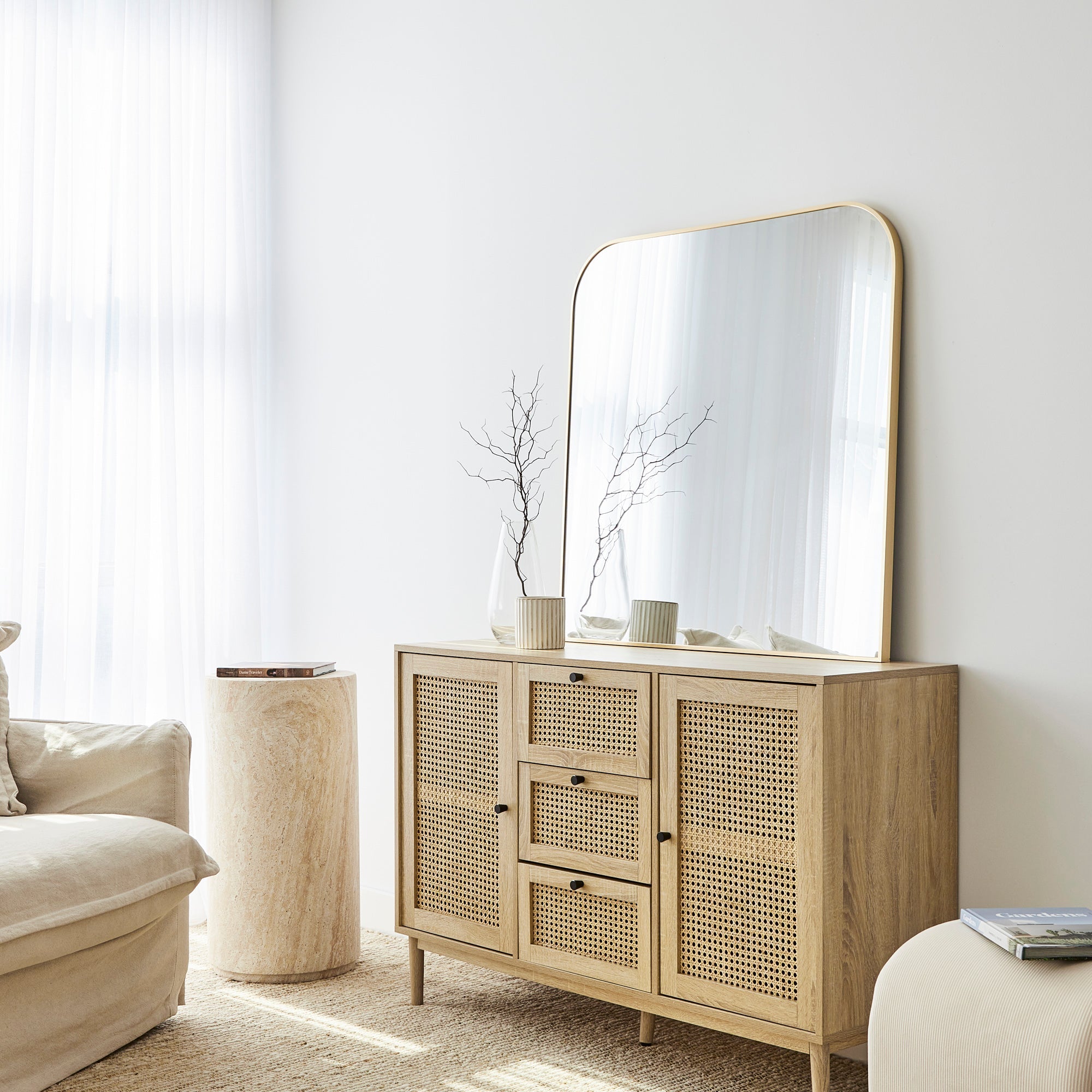 Ivy 90cm Rounded Mirror Gold