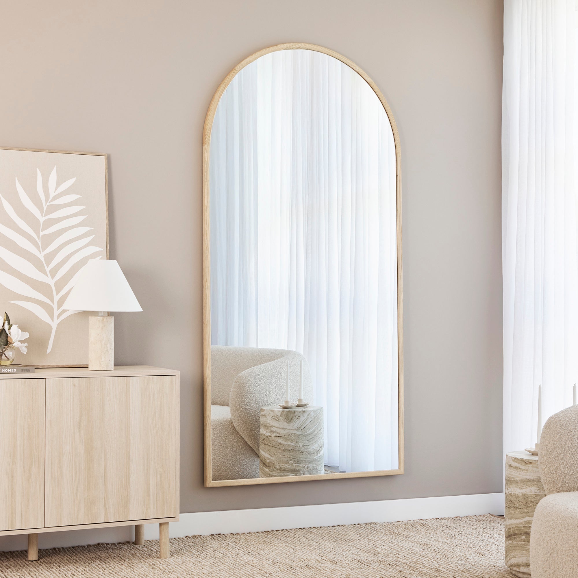 Oakleigh 200cm Arch Solid Oak Mirror Natural