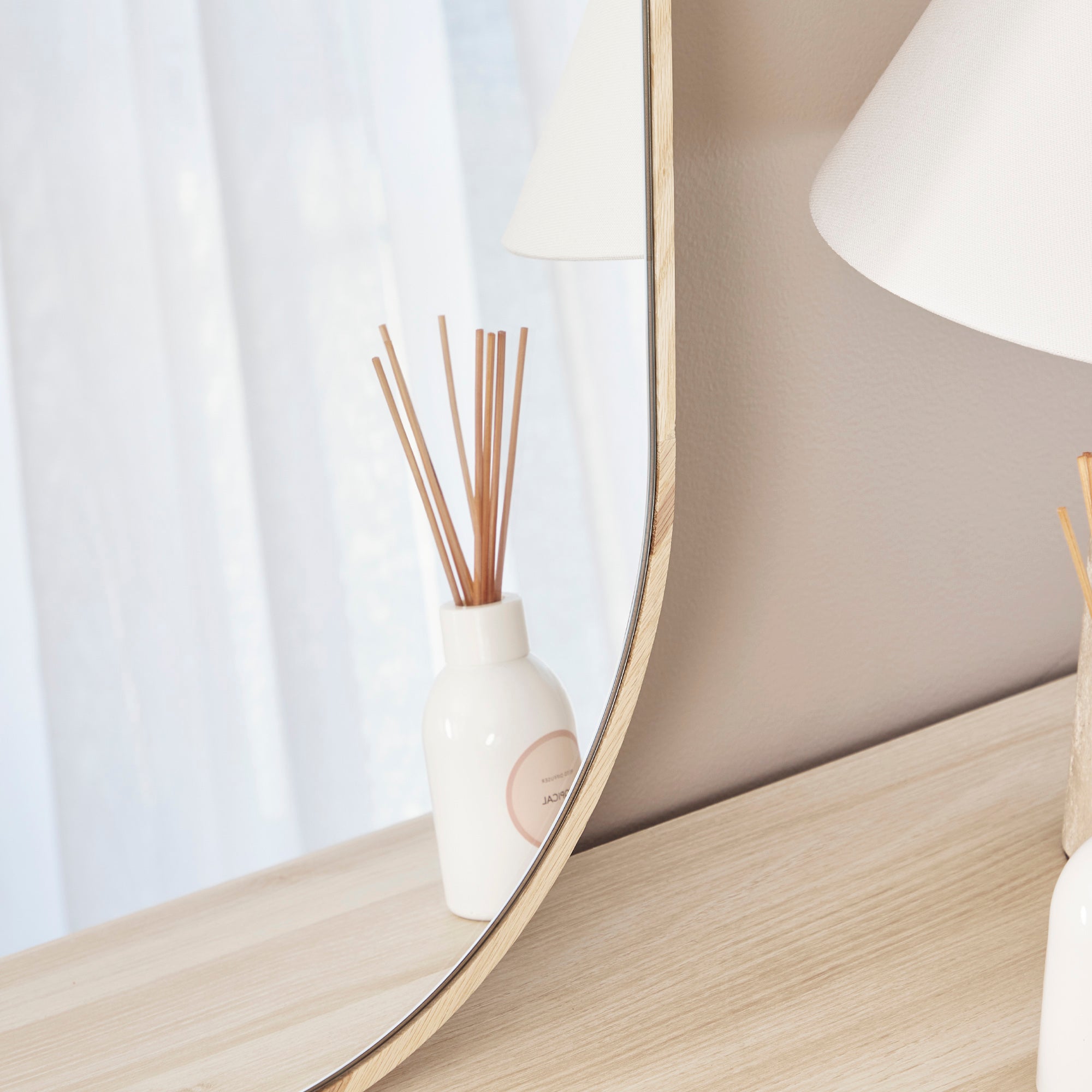 Oakleigh 70cm Oval Solid Oak Mirror Natural