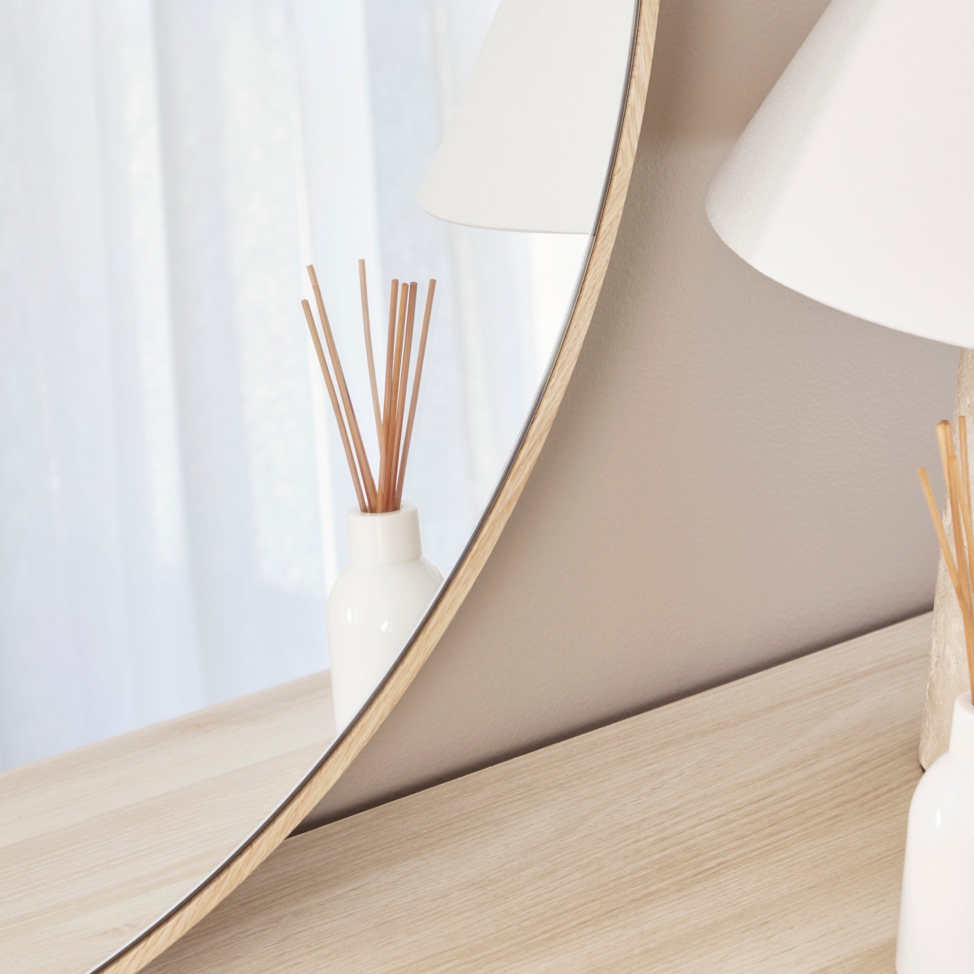 Oakleigh 80cm Round Solid Oak Mirror Natural