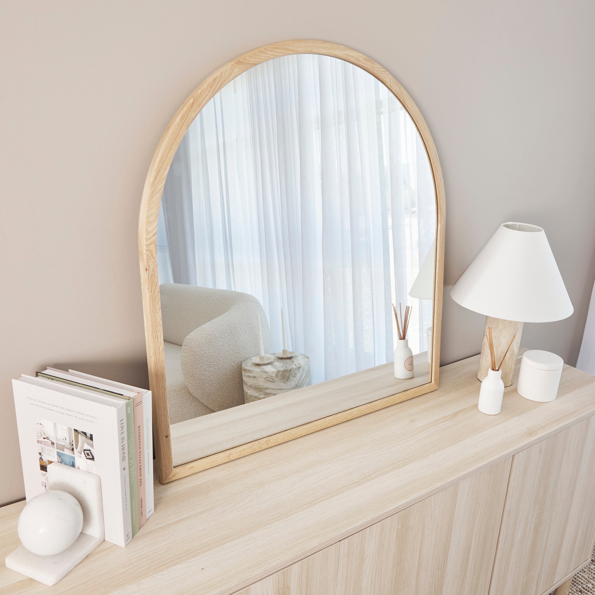 Oakleigh 85cm Arch Solid Oak Mirror Natural