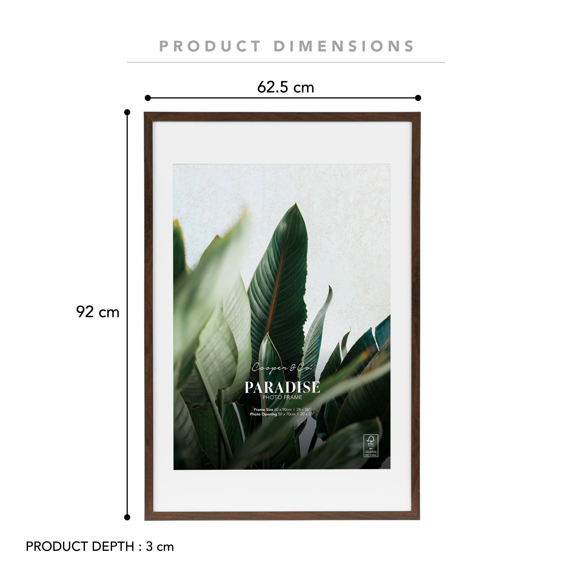 60x90cm Mat to 50x70cm Premium Paradise Wooden Photo Frame