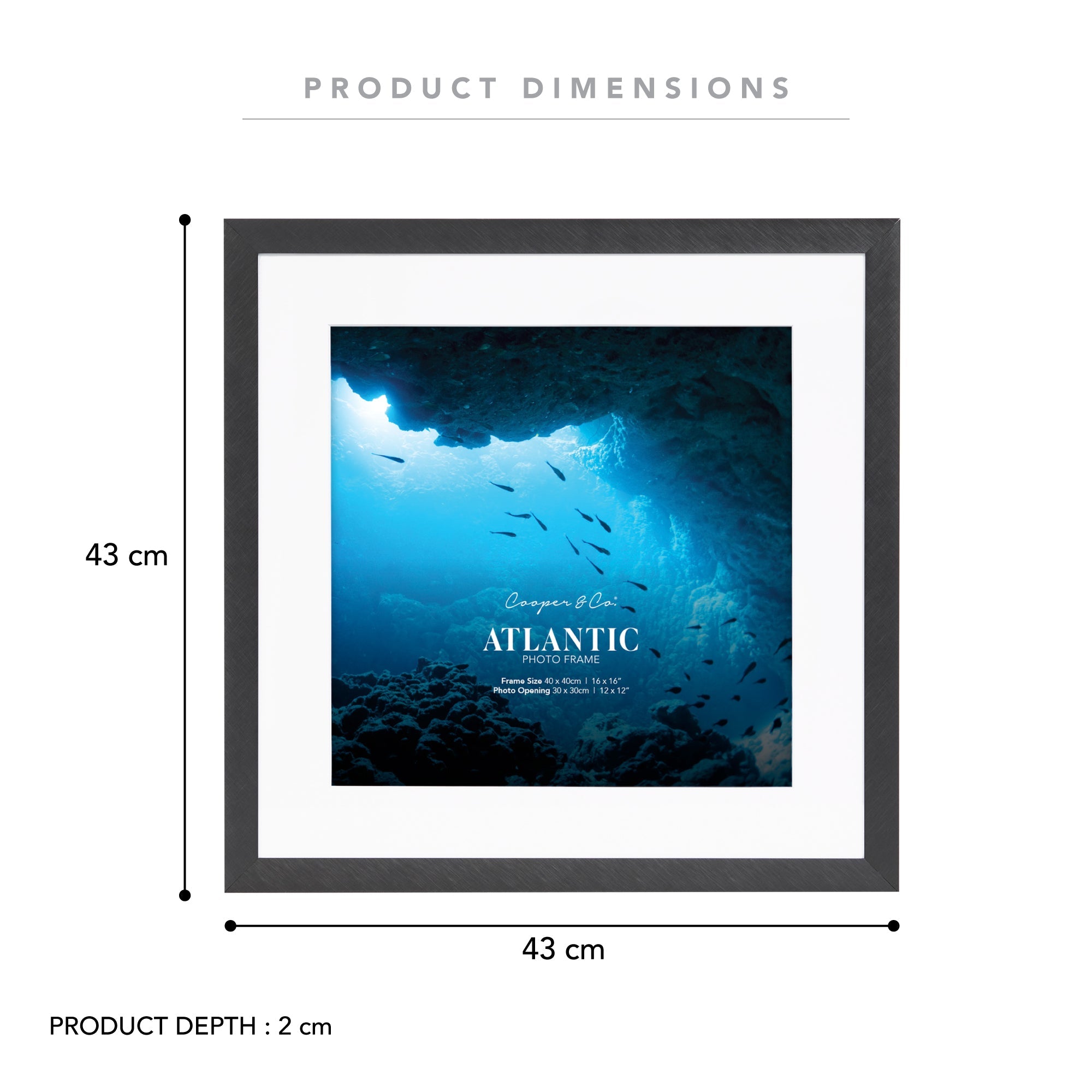 40x40cm Mat to 30x30cm Boldline Metal Photo Frame