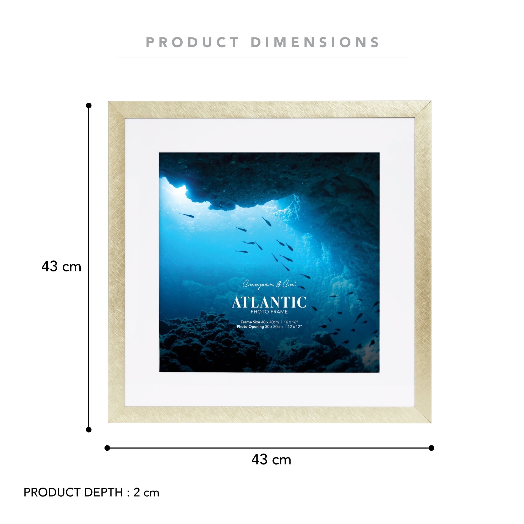 40x40cm Mat to 30x30cm Boldline Metal Photo Frame