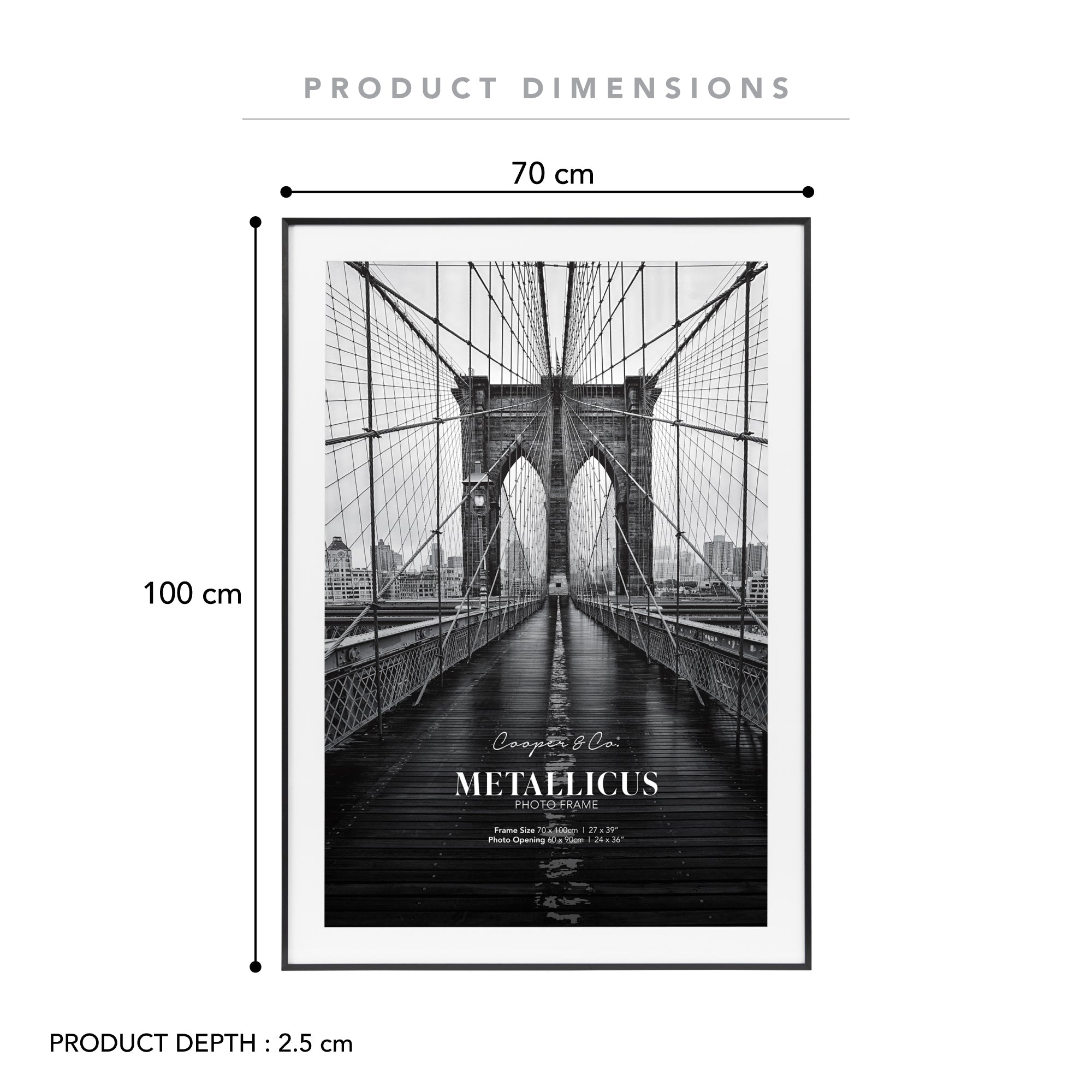 70x100cm Mat to 60x90cm Premium Metal Photo Frame