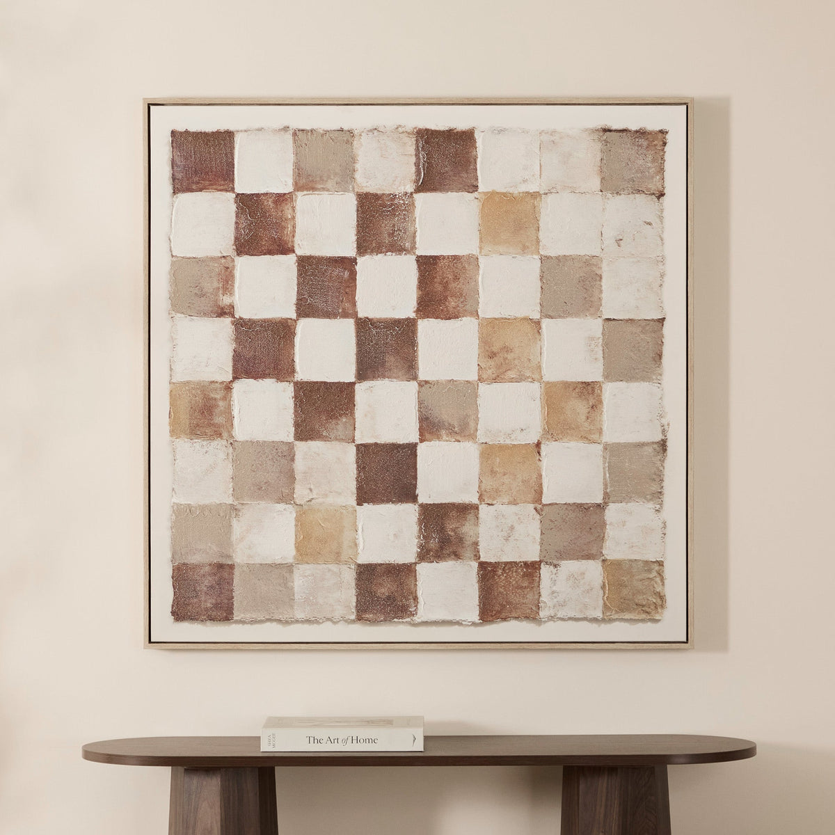 Neutral Checker Wall Art 100x100cm