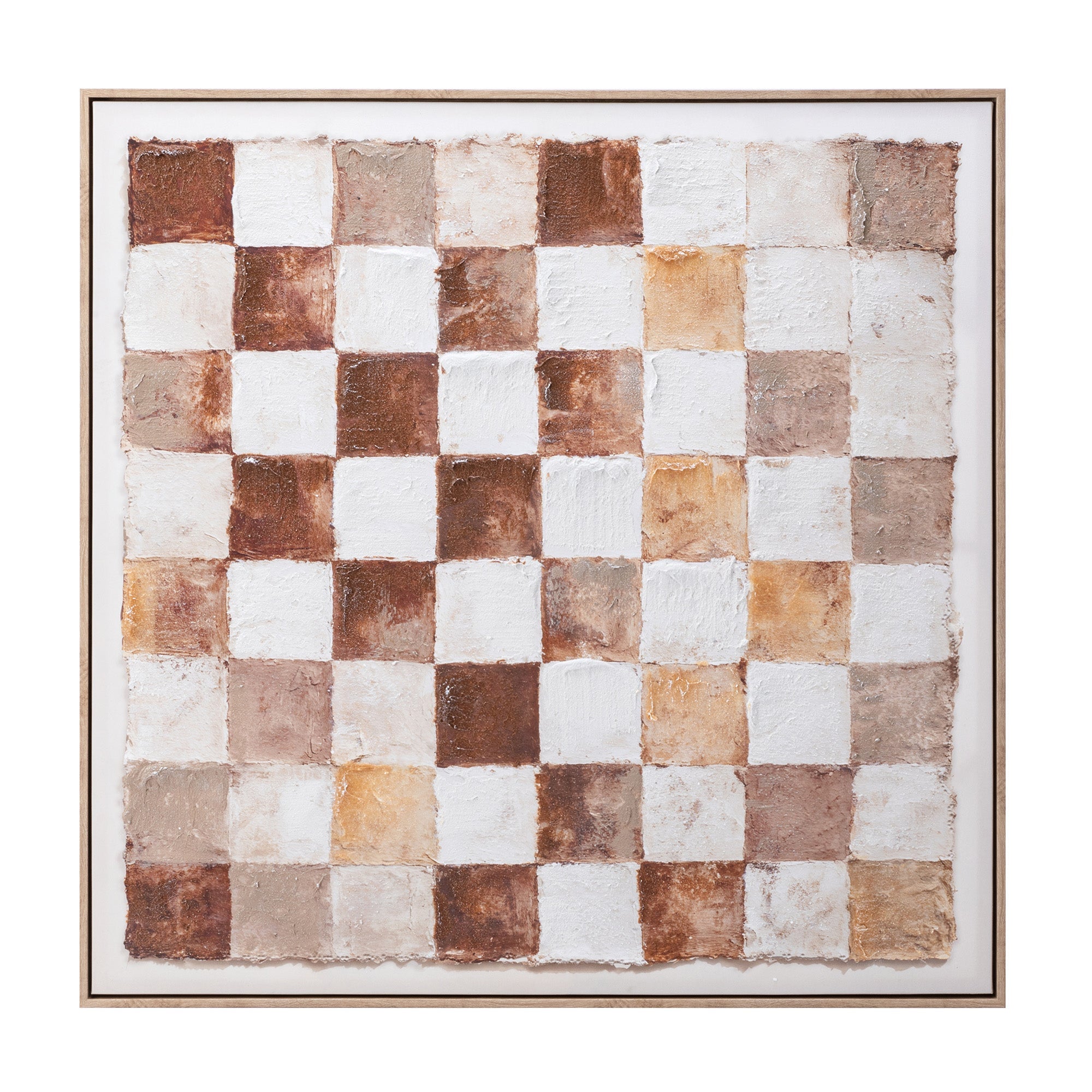 Neutral Checker Wall Art 100x100cm