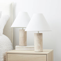 Astrid Travertine Table Lamp Natural (Set of 2)