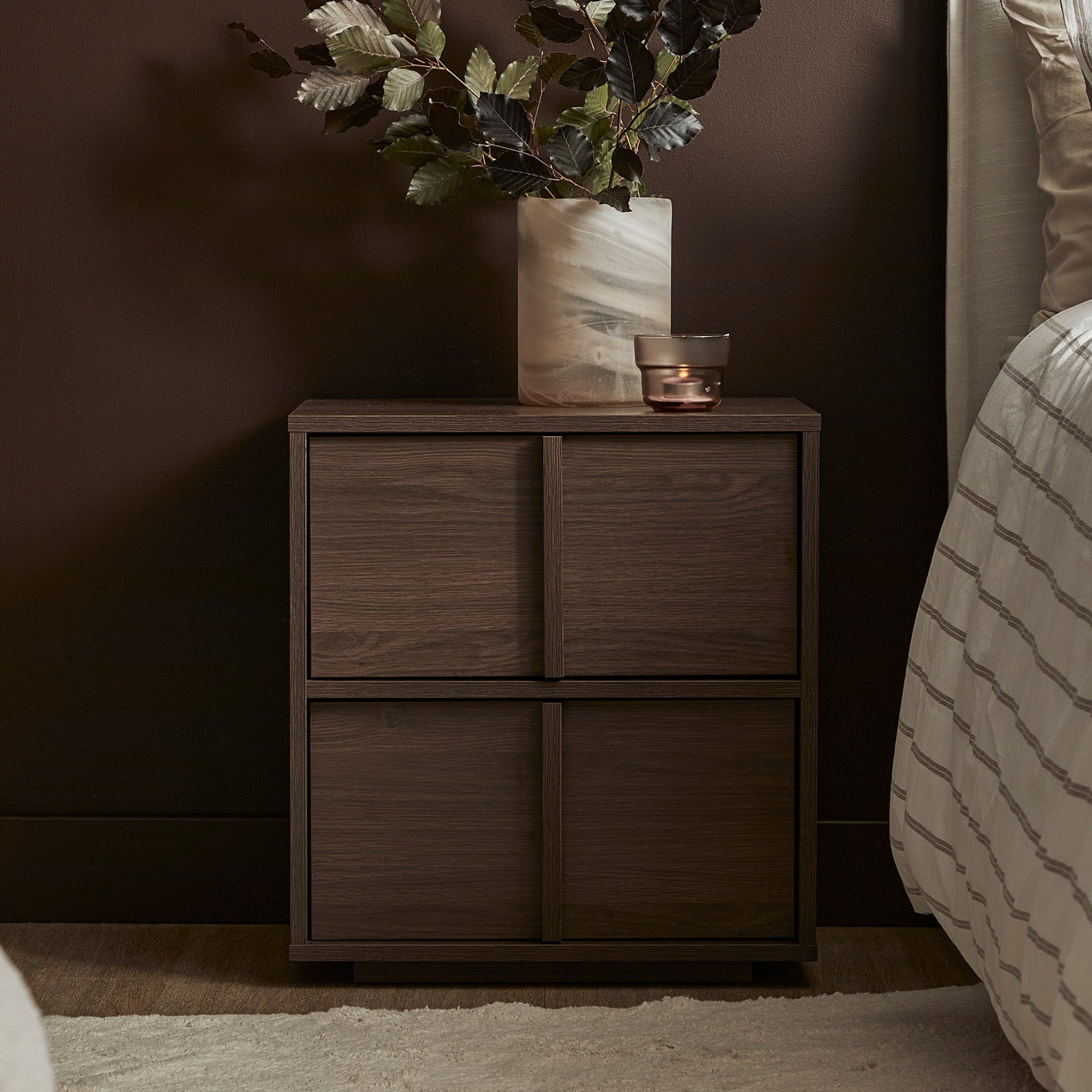 Auggie Bedside Table Walnut (Set of 2)