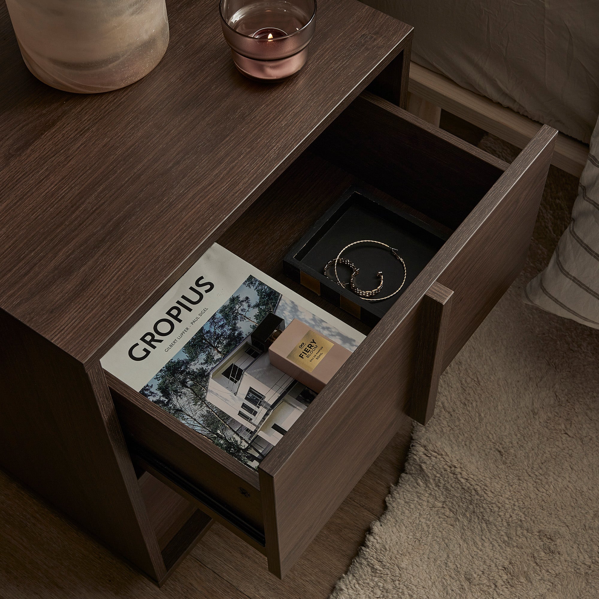 Auggie Bedside Table Walnut