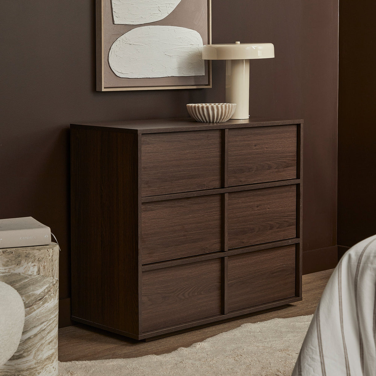 Auggie Chest of 3 Drawers Walnut