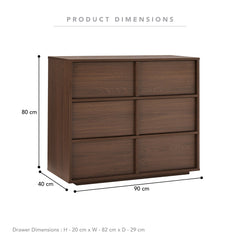 Auggie Chest of 3 Drawers Walnut