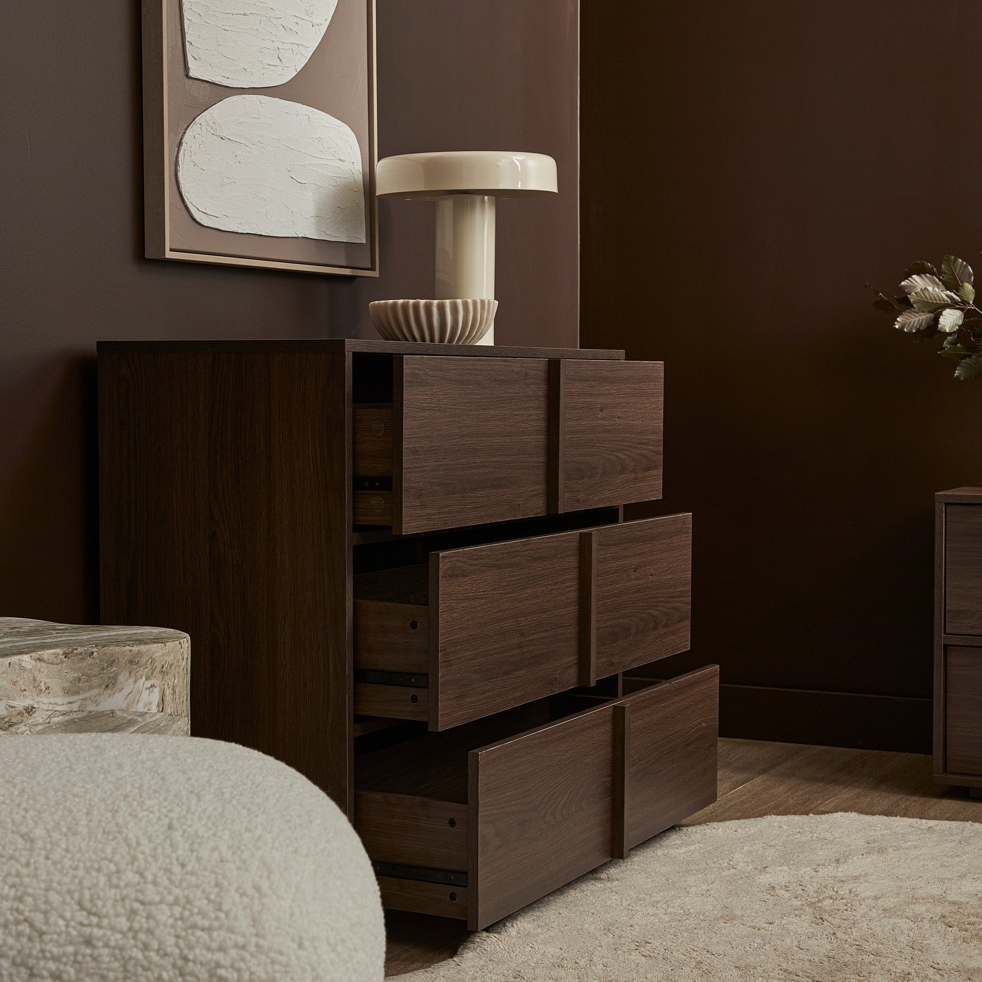 Auggie Chest of 3 Drawers Walnut
