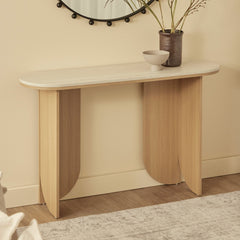 Mason Console Table Oak Travertine Look