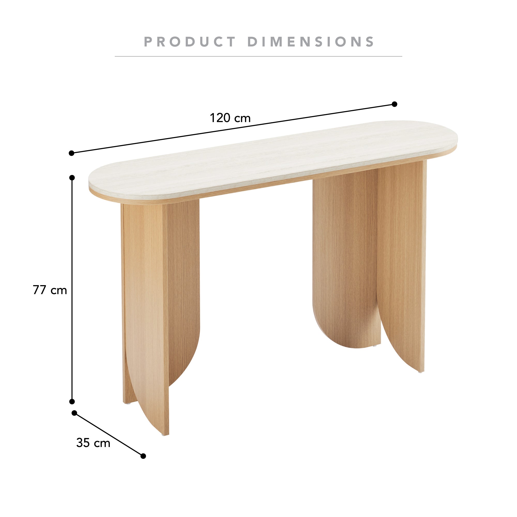 Mason Console Table Oak Travertine Look