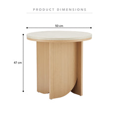 Mason Side Table Oak Travertine Look