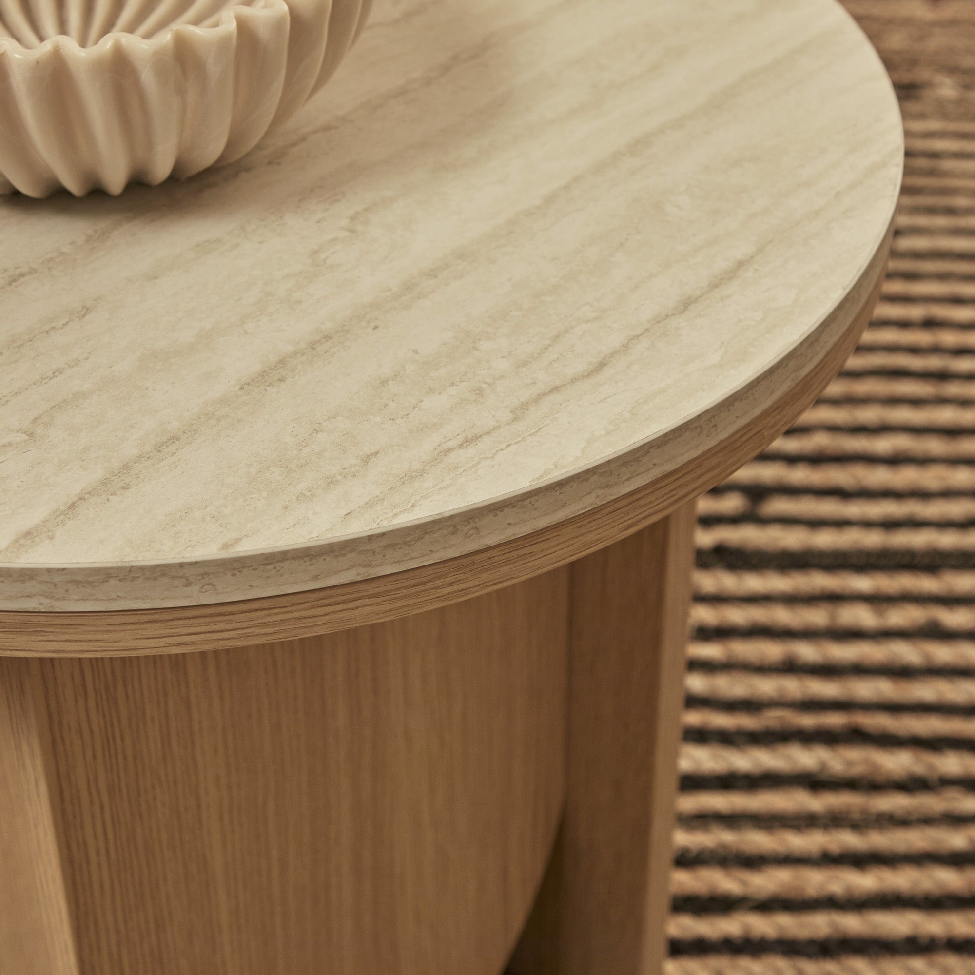 Mason Side Table Oak Travertine Look