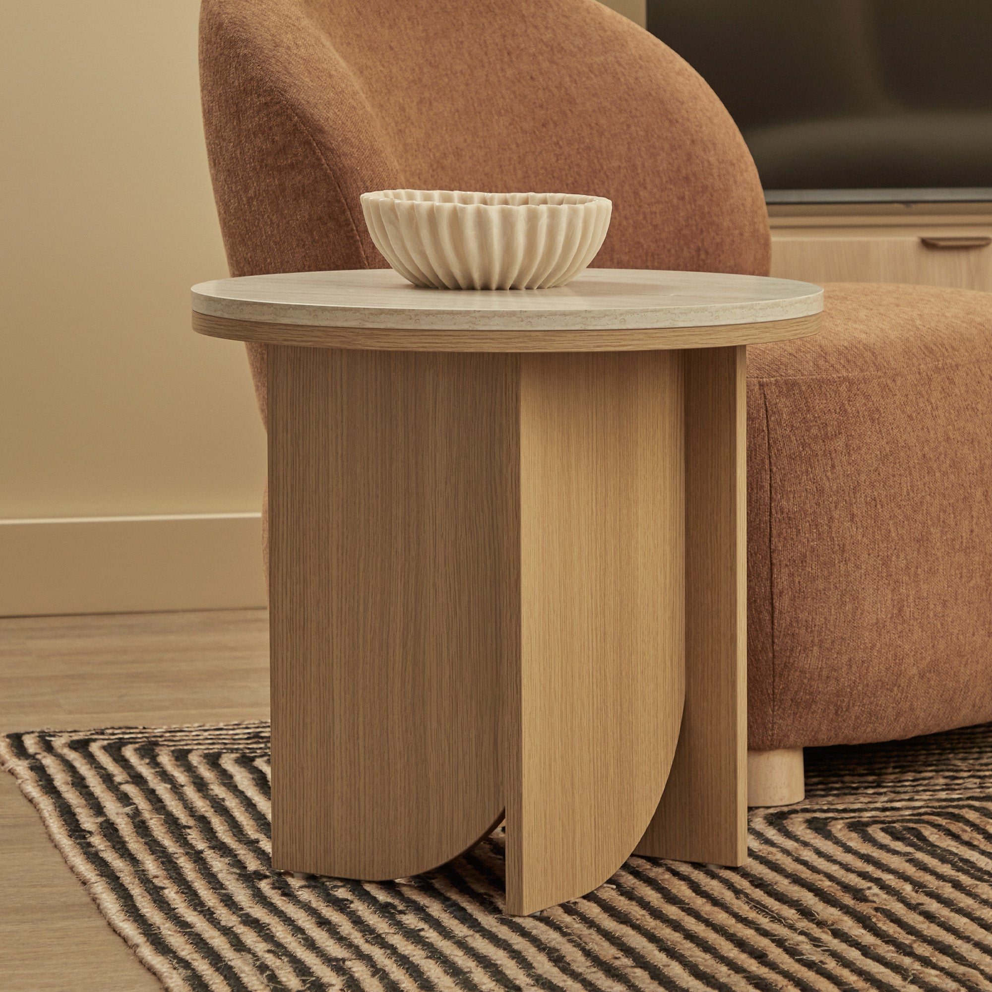 Mason Side Table Oak Travertine Look