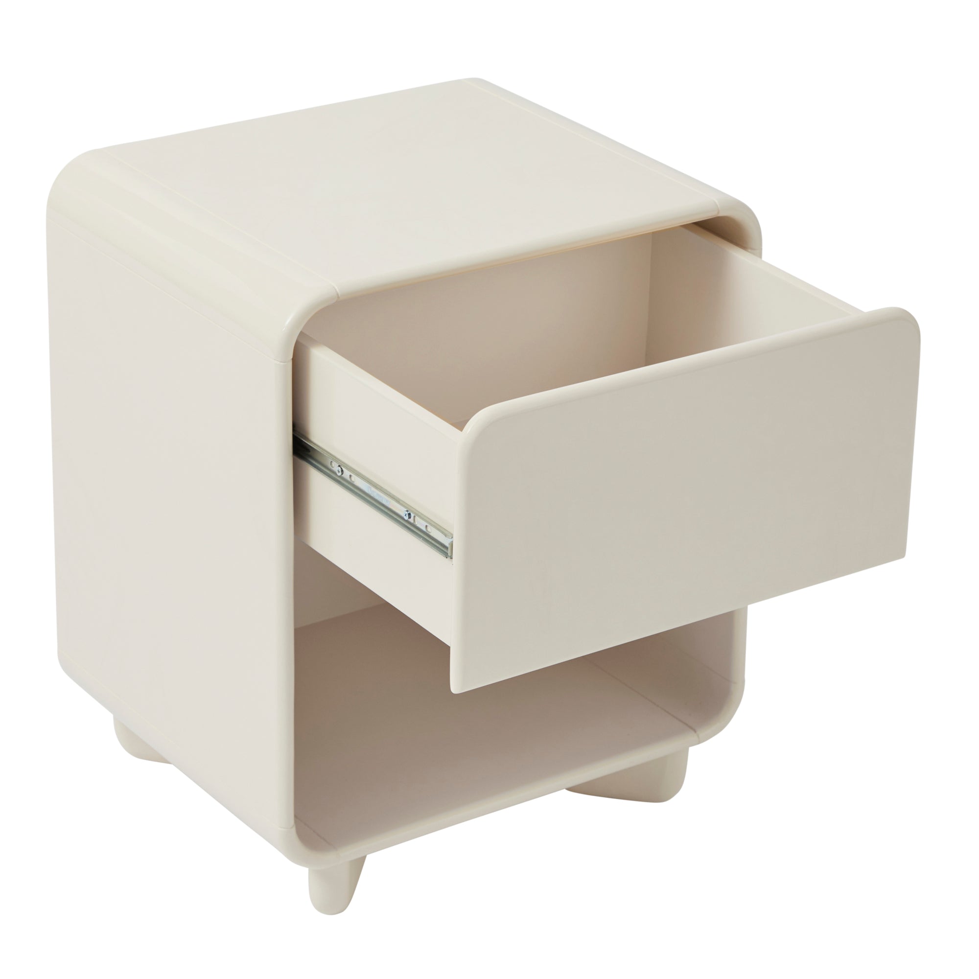 Charlie Gloss Bedside Table Cream (Set of 2)