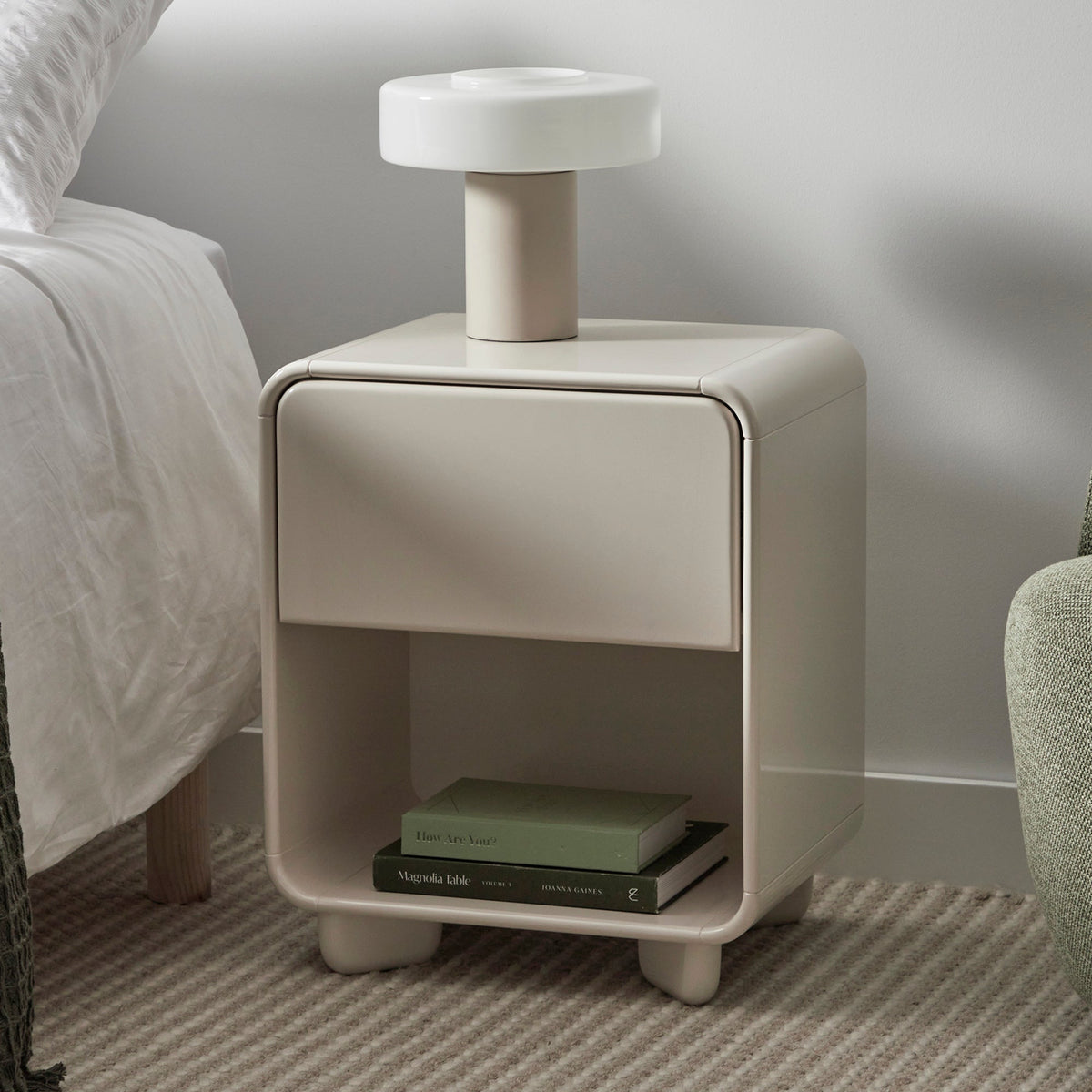 Charlie Gloss Bedside Table Cream